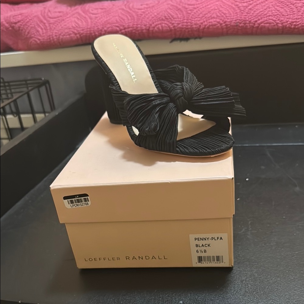 Loeffler Randall Penny Pleated Black Heeled Sandal